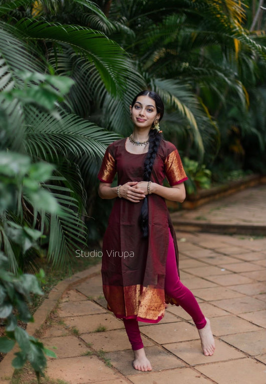 BROWN MAROON KURTA SET