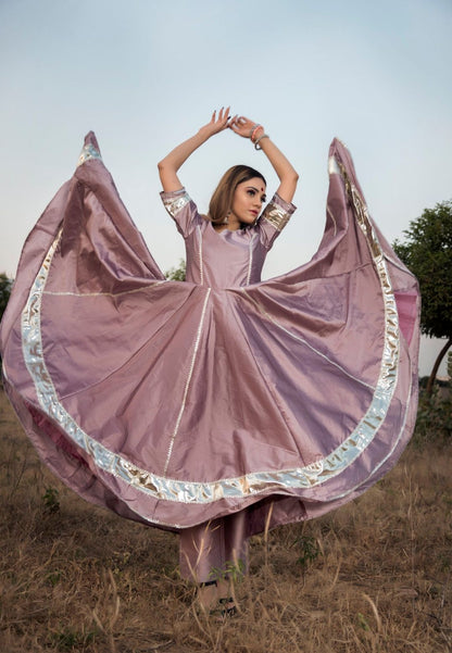 PURPLE SILK TAFETA SUIT SET