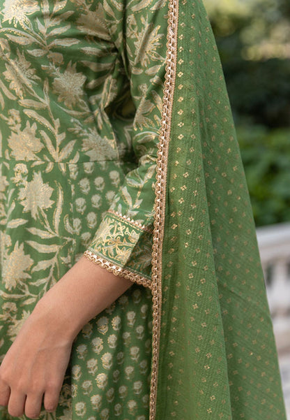 GREEN GOLD HANDBLOCKED SUIT SET