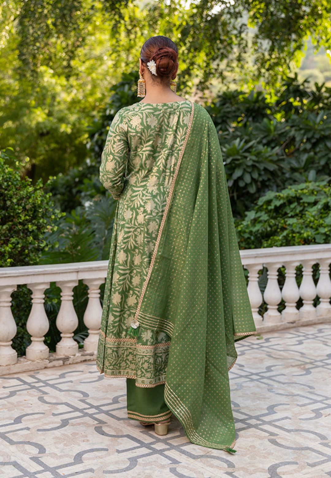 GREEN GOLD HANDBLOCKED SUIT SET