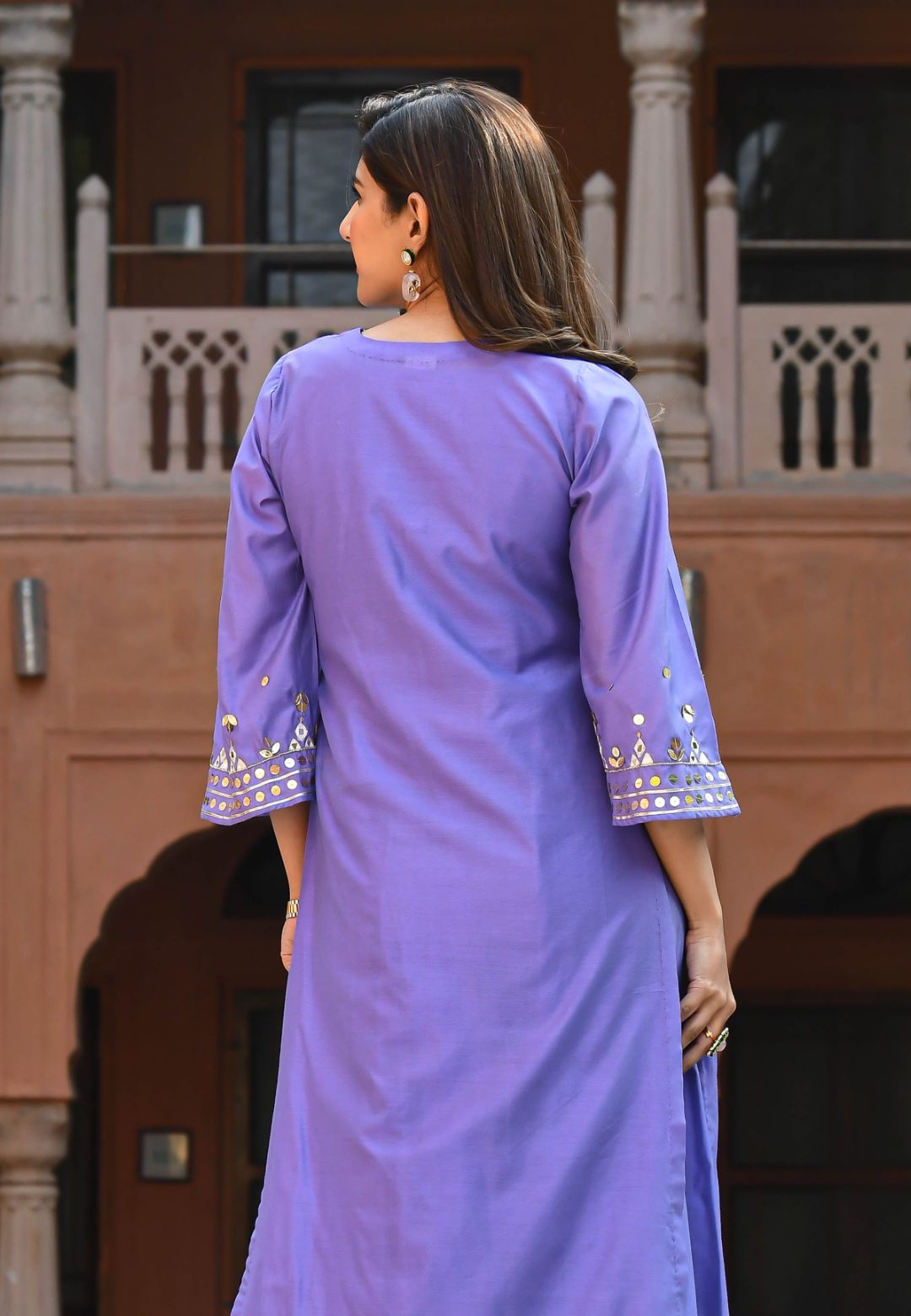 PURPLE CHANDERI KURTA SET