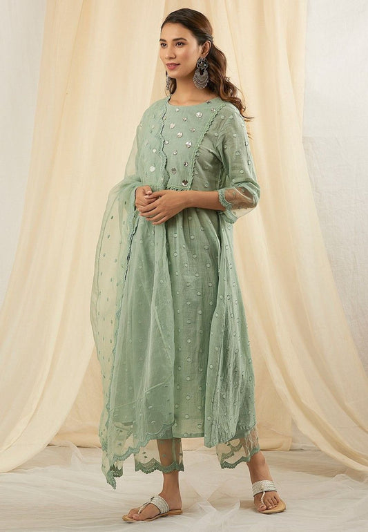 SEA GREEN SOFT COTTON SUIT SET