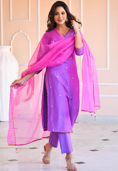 PURPLE MIRROR SUIT SET