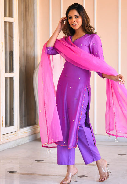 PURPLE MIRROR SUIT SET