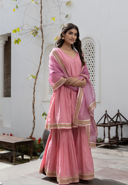 BABY PINK SHARARA SUIT SET